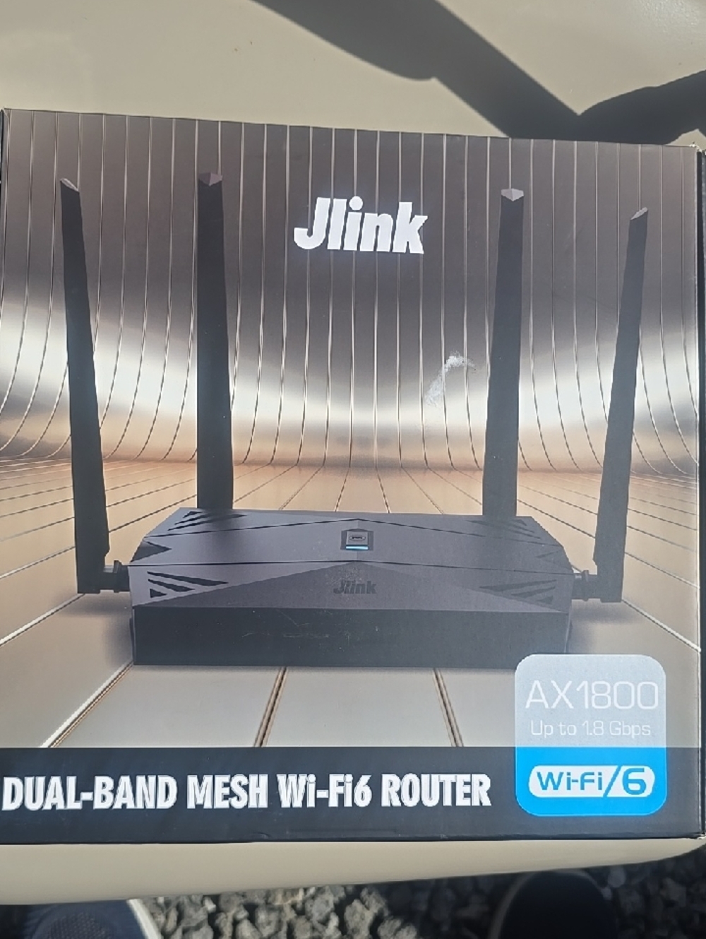 Jlink Black Dual-Band AX1800 Mesh Wi‑Fi 6 Router